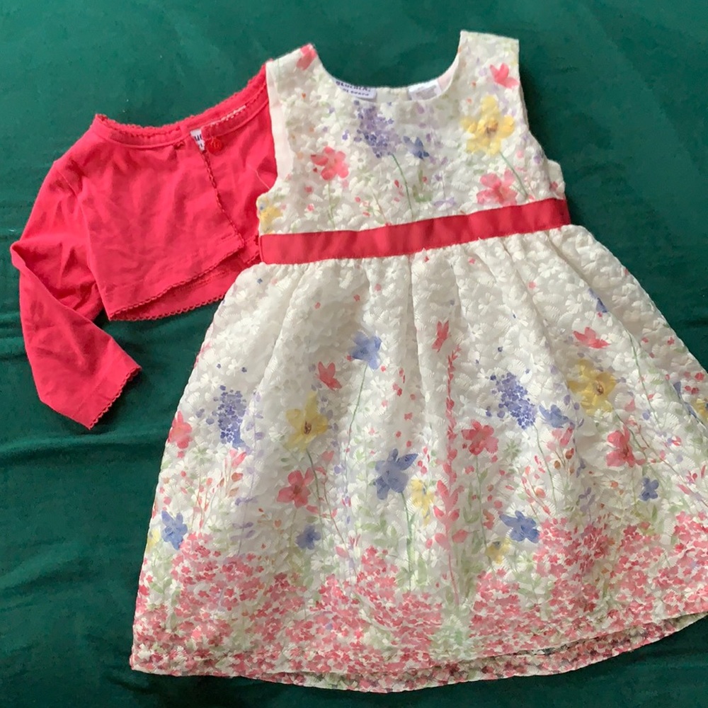 Floral Dress with Cropped Cardigan